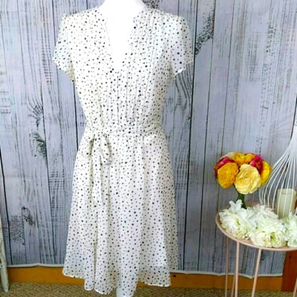 Dresses & Skirts - JBS Polka Dot Capsleeve Midi Dress Size 10